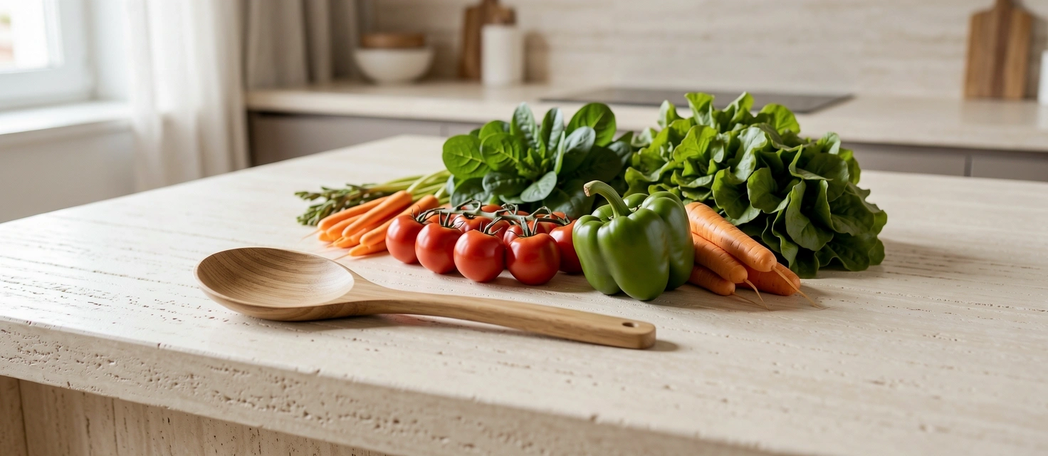 Frische gesunde Zutaten in einer modernen Küche